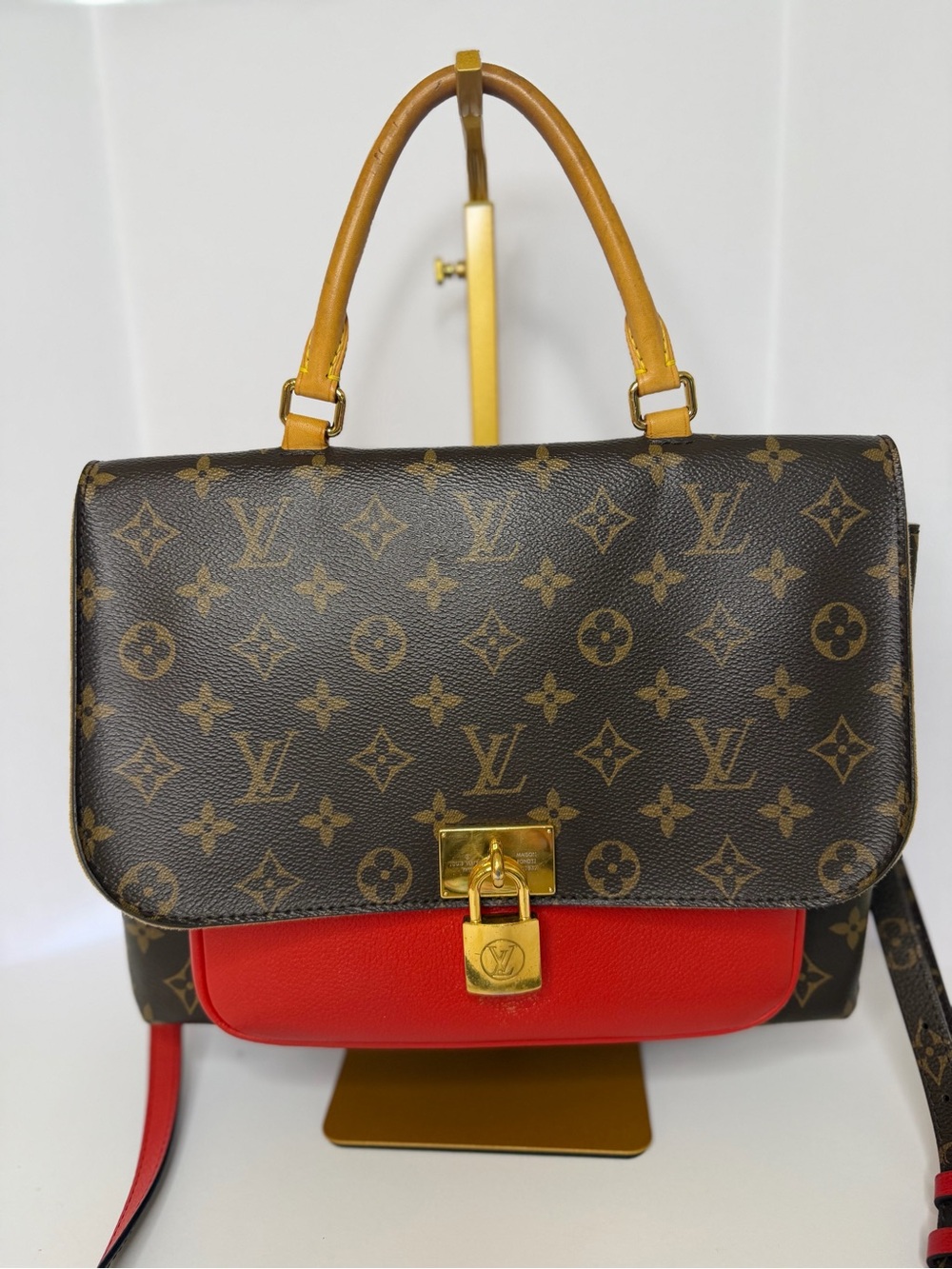 Louis Vuitton Marignan Monogram Coquelicot Red Padlock Crossbody Bag FL4187 LV